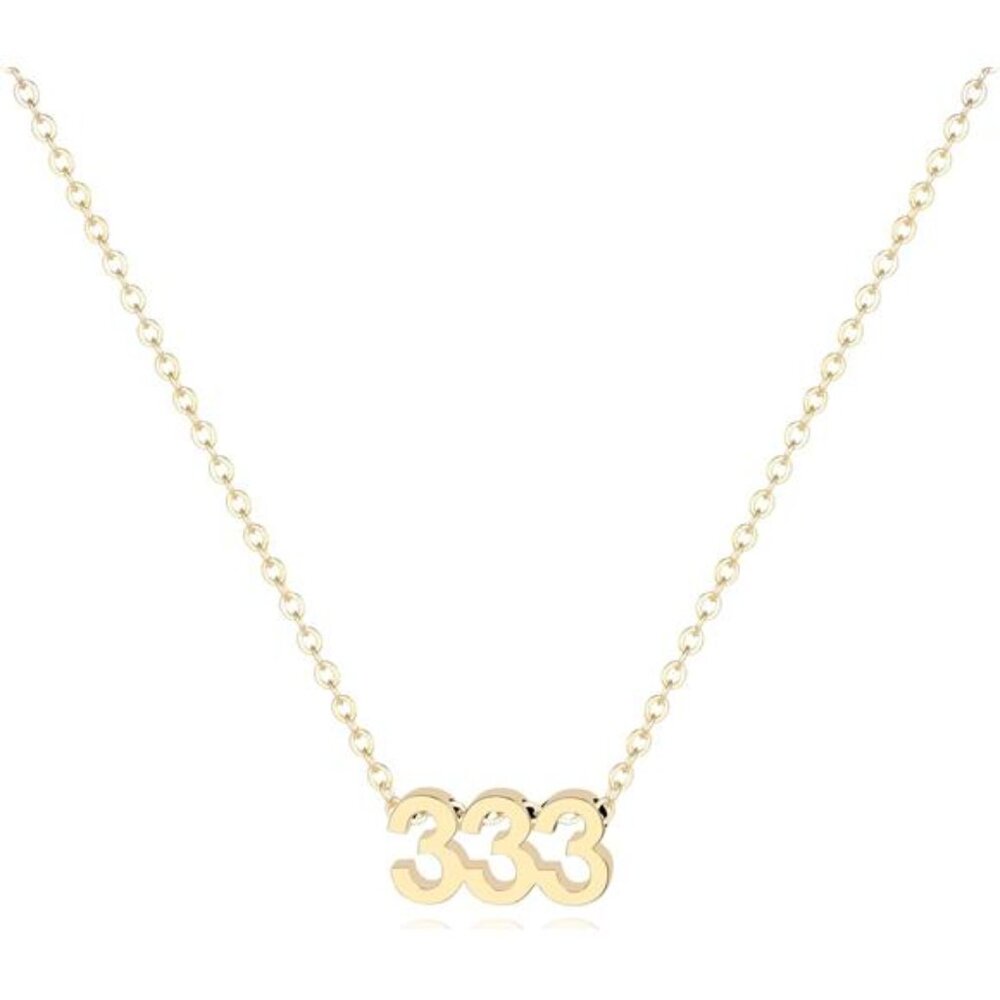 Angel Number 333 Necklace – 18K Gold Plated Stainless Steel Pendant, Spiritual